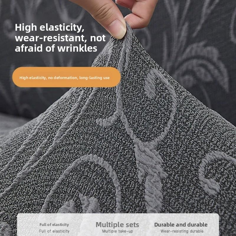 1/2/3/4 Seats Knitted Sofa Cover With Thickened Anti Slip Skirt Design, Sofa Cover Cushion Cover, All Season Elastic Dust Cover