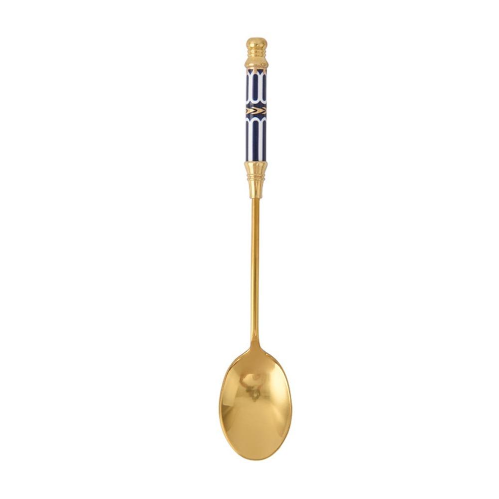Ceramic Handle English Afternoon Tea Spoon Fork Stainless Steel Fruit Forks Cake Spoon Fork  Cafe