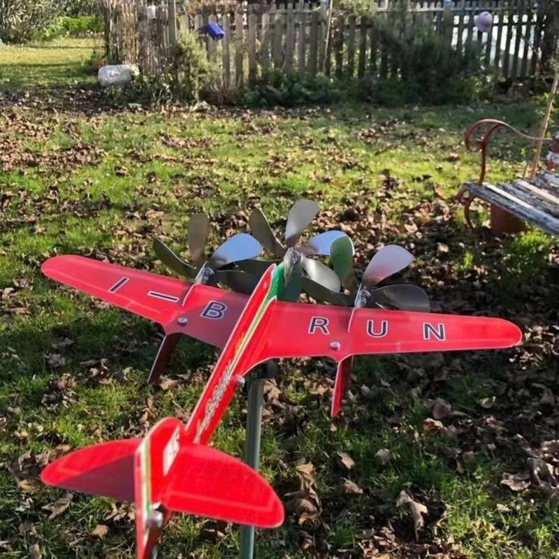 Metal Spinner Aircraft Windmill Wind Spinner Wind Energy Sculpture Airplane Wind Spinners for Outdoor Decoration