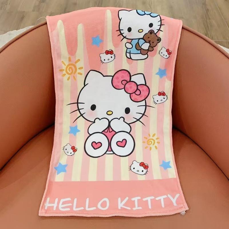

1pc Sanrio Characters Beach Towel Set Polyester - Lightweight Quick Dry Soft Swimming Travel Towels, Cute Stripe Pattern, Unisex W40*H60(CM)
