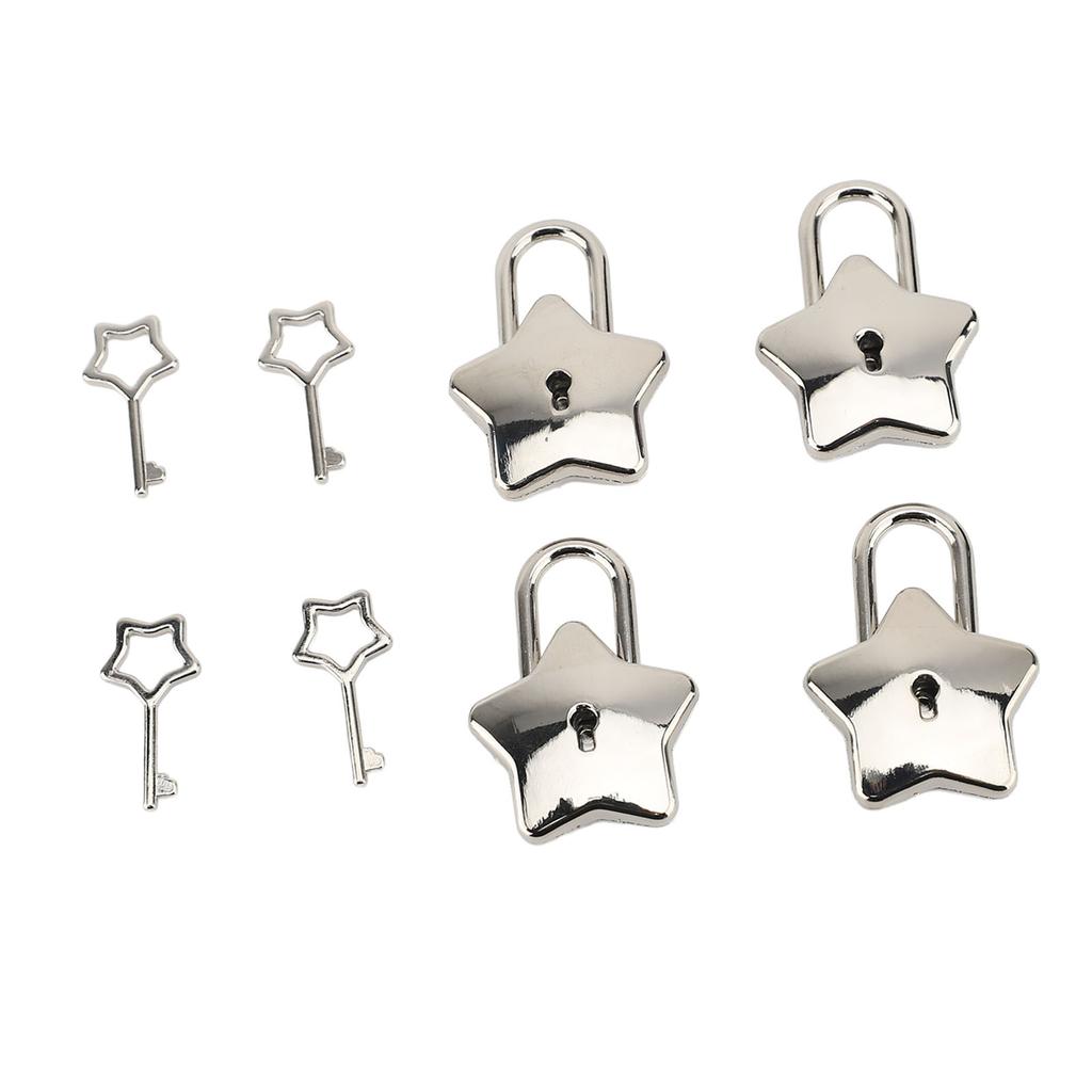 4 Set Treasure Chest Padlock   Metal Diary Book Jewelry Box Decorative Lock with Key S007 Five Pointed Star Shaped
