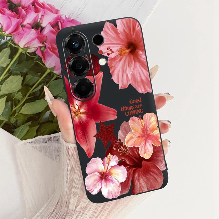 Flower Cartoon Fashion Design Phone Case For Tecno Camon 50 4G CN5 Camon50 Funda Soft Lisquid Silicone Shockproof Back Cover