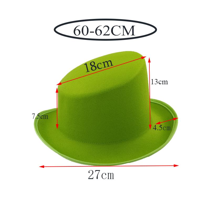 Taille Extra Large Chapeau Derby Haut Gentleman Chapeau Fedora Chapeau Haut de Forme Biseauté Coloré Chapeau Président en Feutre pour Hommes et Femmes