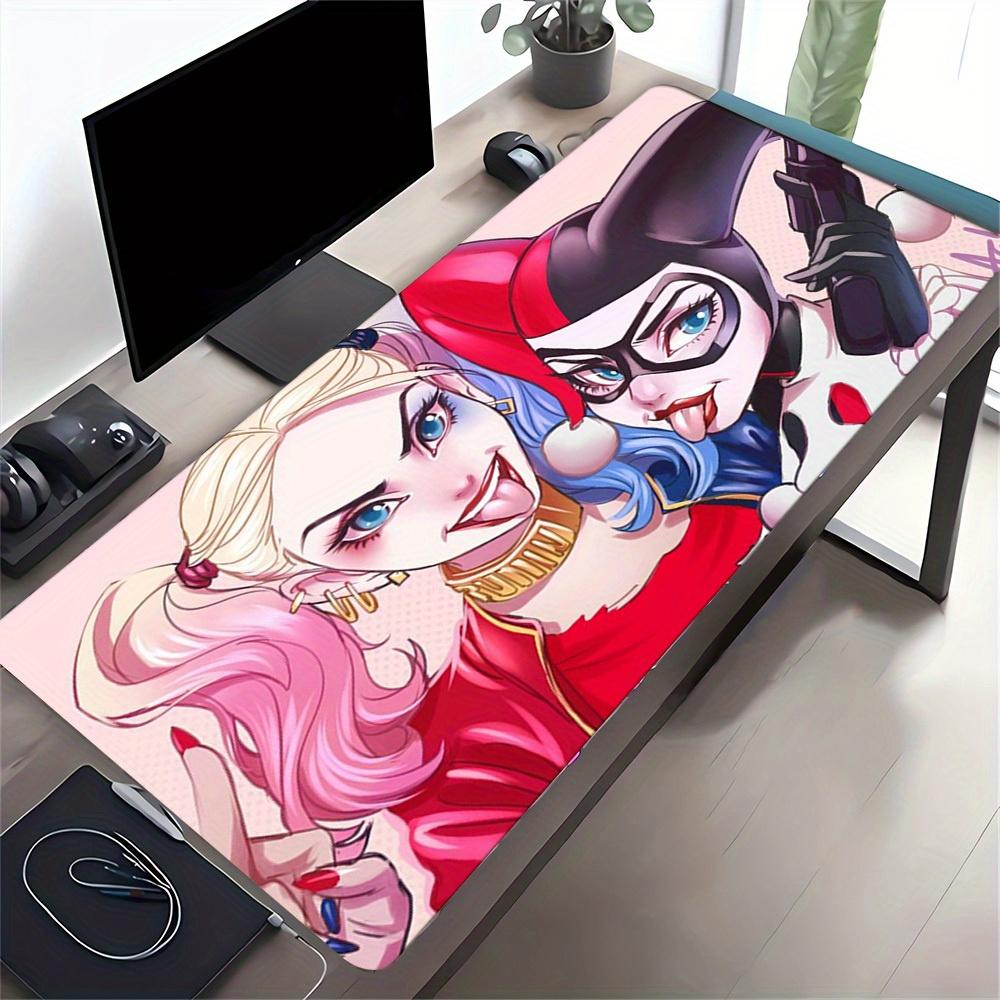 1pc Large Gaming Mouse Pad, UV Reactive Non-Slip Desk Mat, Washable PolyesterHarley Quinn JokerComputer Pad with Vibrant Game Machine Print,