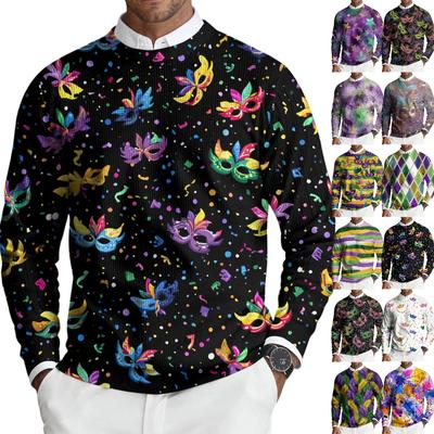 Herren Rundhals Langarm Rippstrick Pullover