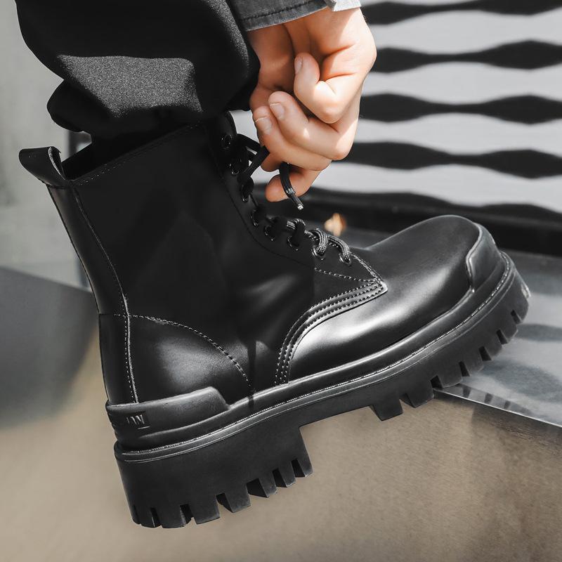 

Long boots Martin men s high-top British style mid-top tide shoes tooling spring and autumn locomotive summer black 8516-J 38 чёрный