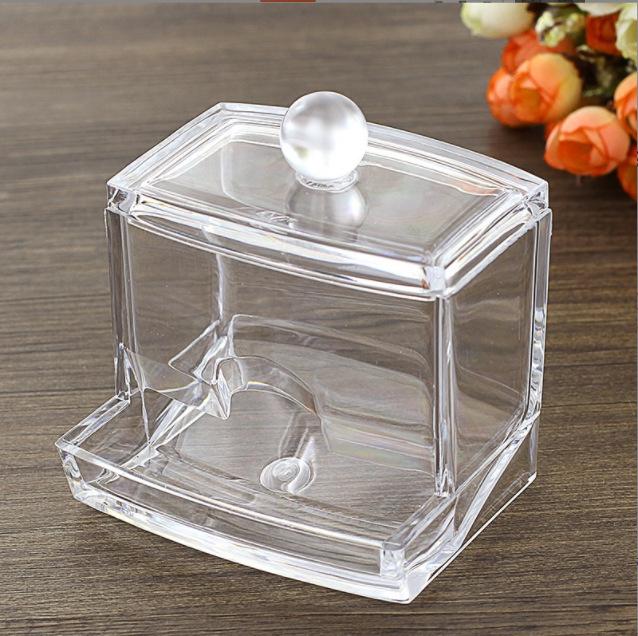 1pc Clear Cotton Swabs Storage Holder Dispenser, Cotton Pads Holder with Lids, Bathroom Storage Container Organizer Art Supplies