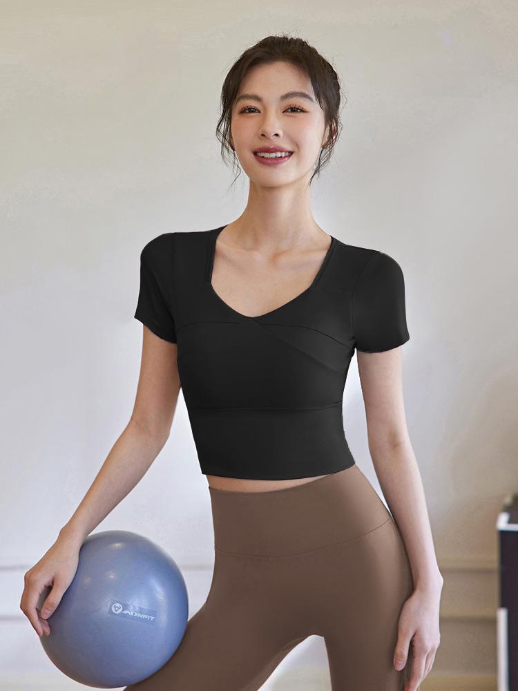 2025 Women's Summer Short Sleeve Yoga & Fitness Slimming Running T-shirt