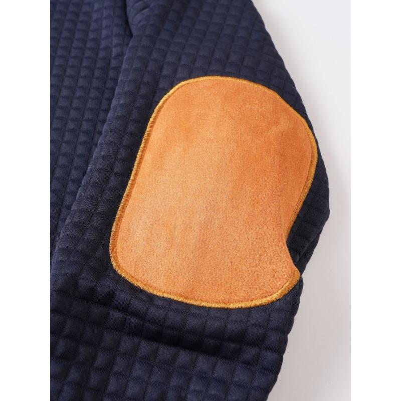 Mens Stand Collar Buttoned Waffle Grid Long Sleeve Casual Sweatshirt
