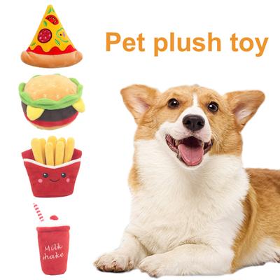 Pet Plush Toy Soft Built-in Voice Milkshake Hamburger Dog Chew Toy Pet