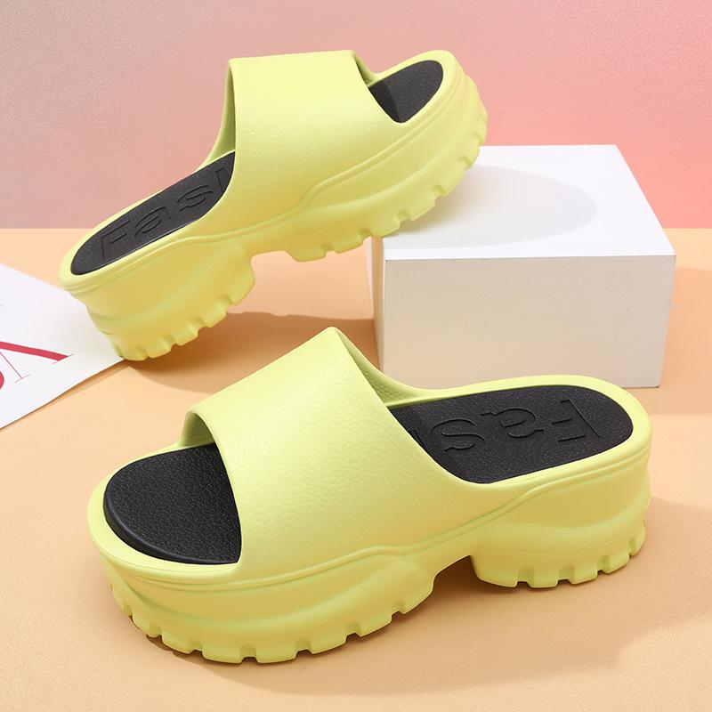 

Summer women s slope heel thick bottom outer wear outdoor beach one-word drag available 40-41 зелёный