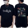 Twilight Saga Iconic Collage Double-Sided Oversized T-Shirt, Unisex Vampire/Werewolf Fan Streetwear Tee, 100% Cotton Casual Short Sleeve Top