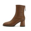 H793-13 Woven plaid boots women's autumn and winter temperament trendy short boots rear zipper light luxury thick heel women