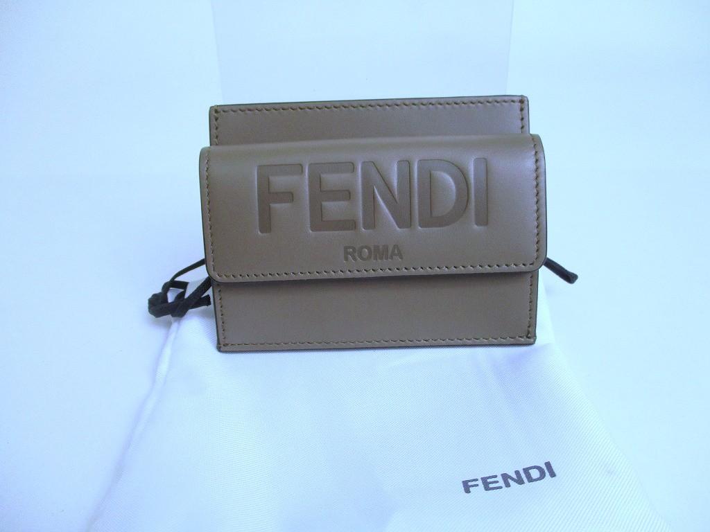 Authentic FENDI ROMA Grege Leather Gold H/W Coin Purse Credit Card Holder #a798  Refurbished