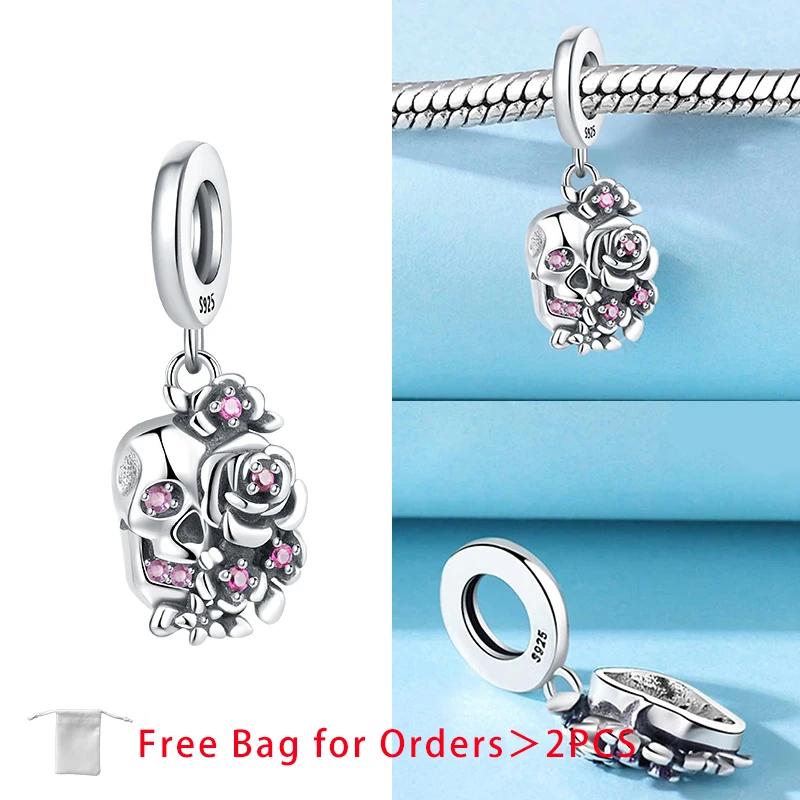 Halloween Skull Witch Pumpkin Bat Rose Bead Components Pendant Bead Component Compatible With Charm Bead Components Copper Metal Authentic Original
