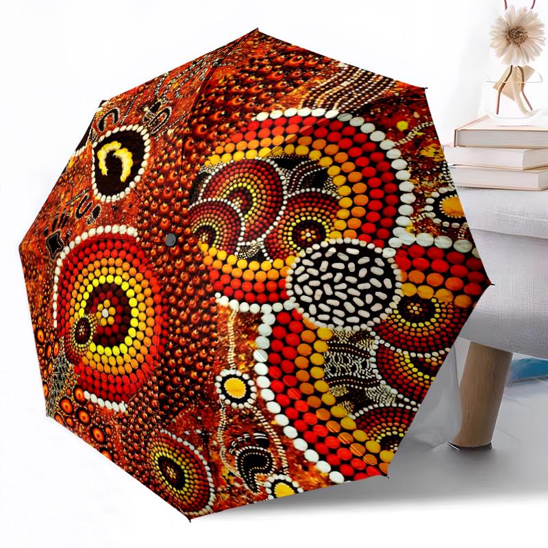 Bellezza Tramonto Africano Ombrello Automatico Pieghevole da Esterno con 8 Stecche Design Compatto Essenziale da Viaggio Appassionati di Moda Regalo Spirituale
