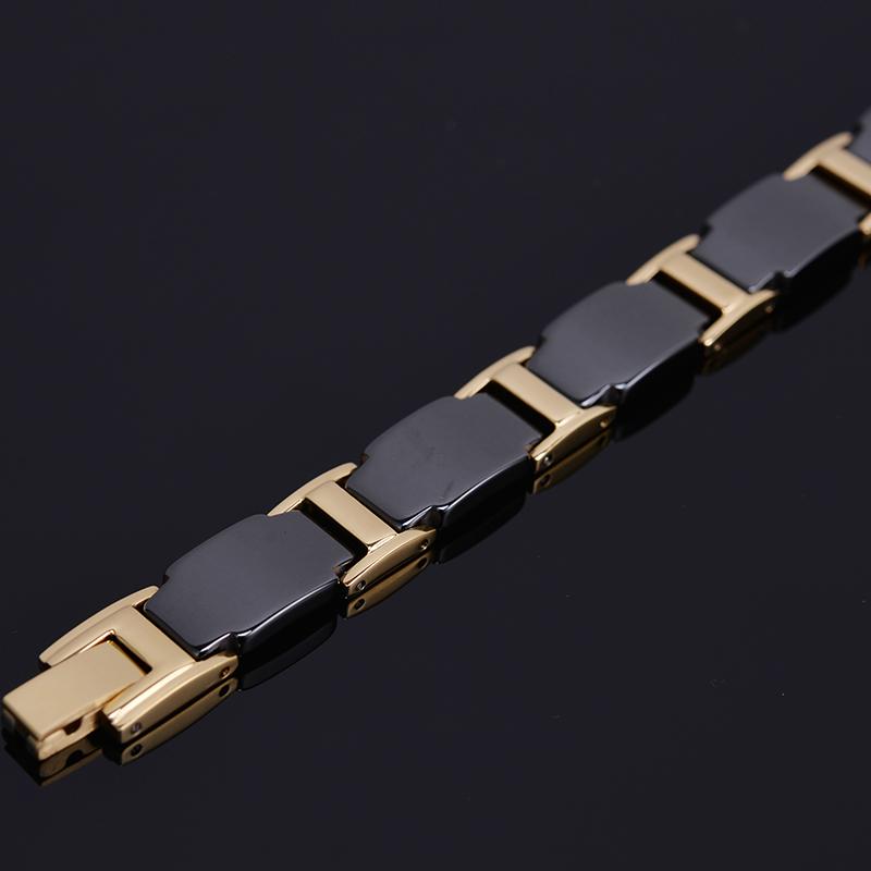 Gold Color Stainless Steel Jewelry Classic 10MM Width Ceramic Chain Health Magnetic Bracelet Man Friendship Men's Bracelets