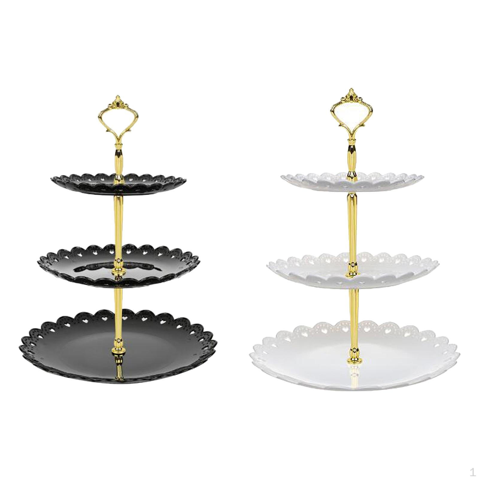 

2x Cupcake Stand Dessert Mini Cakes Fruit Candy Display Trays Black White