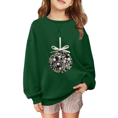 Kinder Modisches Lässiges Langarm Locker Weihnachts-Print Pullover Sweatshirt