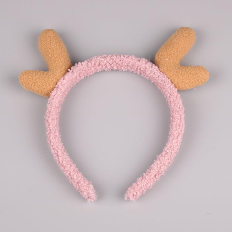 

Повязка на голову с рогами из овечьей шерсти: Пушистый корейский аксессуар для волос для умывания лица осенью/зимой