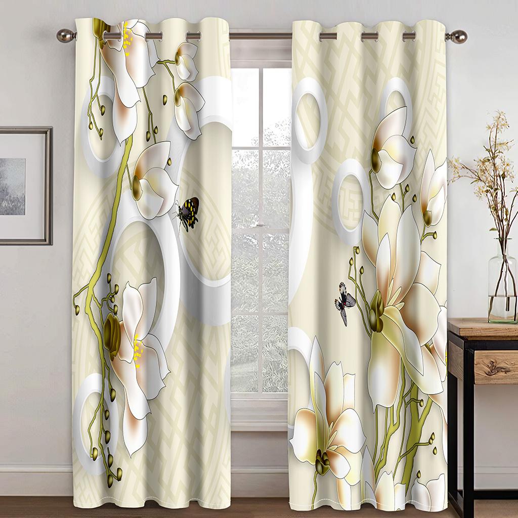 Metal Flowers Sunshade Curtains Digital Printing Custom Thin Curtains for Living Room Bedroom Decoration