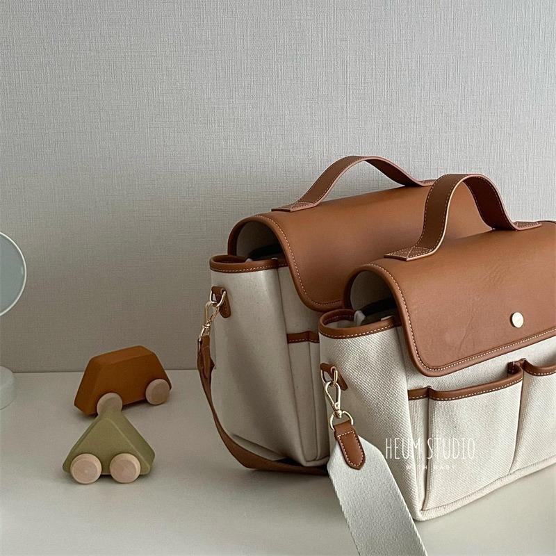 Korean INS Mommy Bag Large Capacity Multifunctional Casual Maternity Bag Color Block Lightweight Crossbody Mom Bag