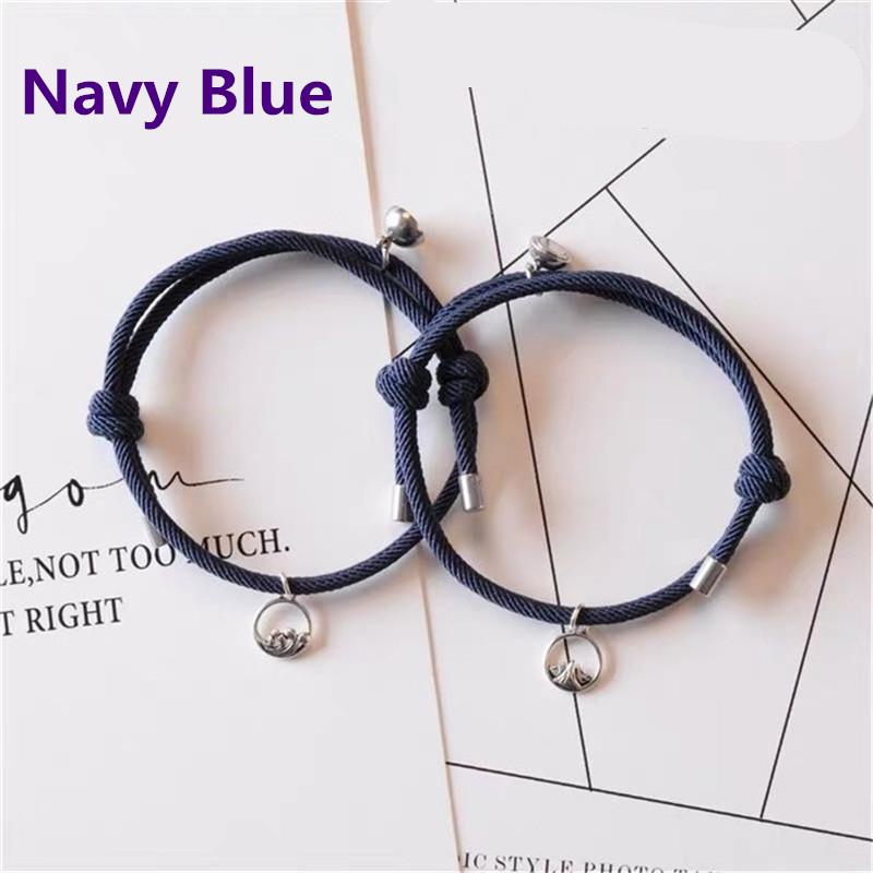 

Пара вязаных вручную браслетов унисекс в парном стиле на удачу темно-синий