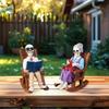 Handgefertigtes Paar auf Schaukelstuhl Harzstatue Elegante Bücherregal Dekoration Künstlerisches Geschenk Für Buchliebhaber Haus Garten