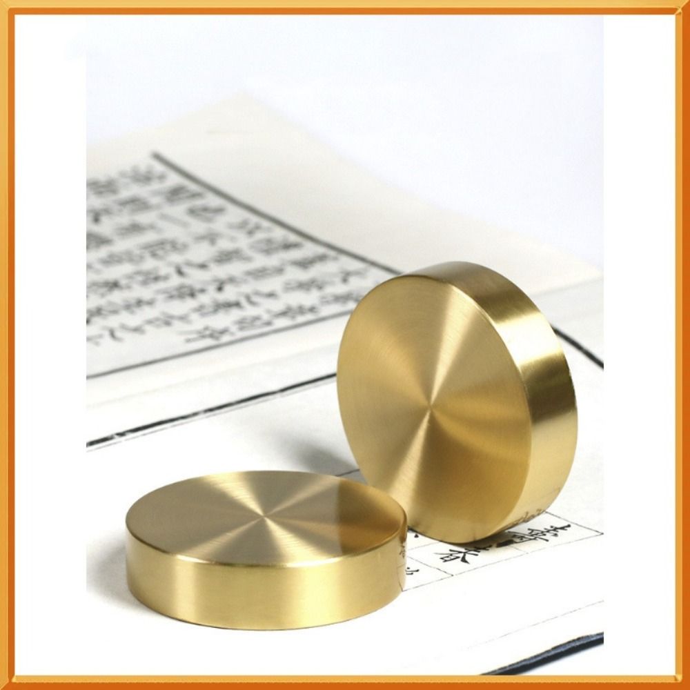 Creative Solid Brass Paperweight Round Chinese Calligraphy Paperweight Paperweight