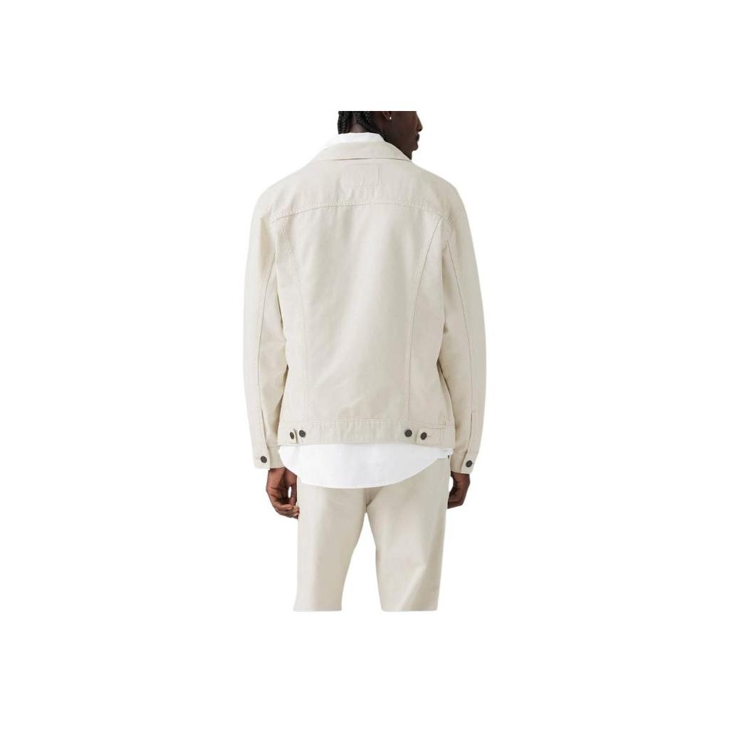 Levis SS25 Linen Denim Series Loose Fit Pointed Collar Jacket With Front Pocket Logo Men Jackets White A5782-0063