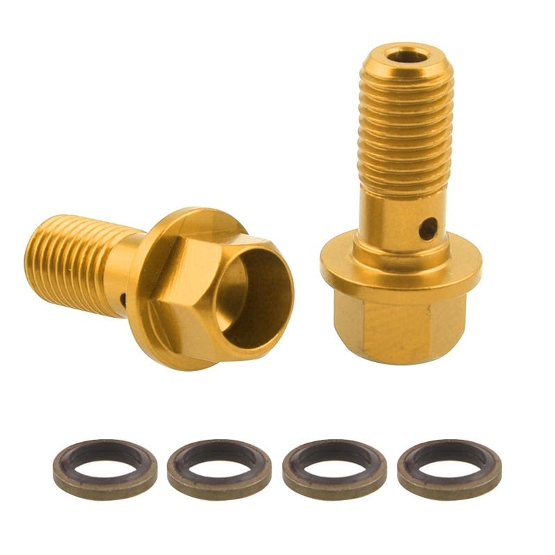 Fuel Hose Fitting Screw M10x1.25mm Motorbike Brake Pump Oil Fuel Pipe Fitting Aluminum Gold Motorcycle