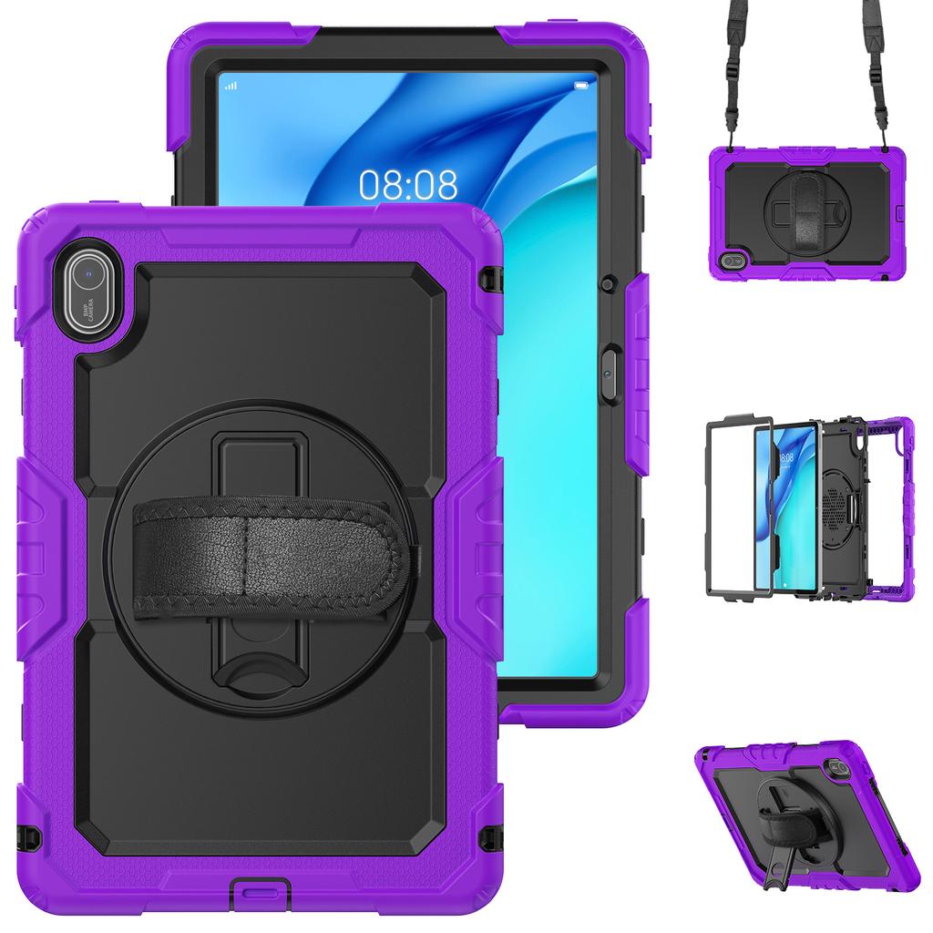 For Huawei MatePad SE 11 Case PC + Silicone Tablet Cover with PET Anti-Scratch Film and Shoulder Strap