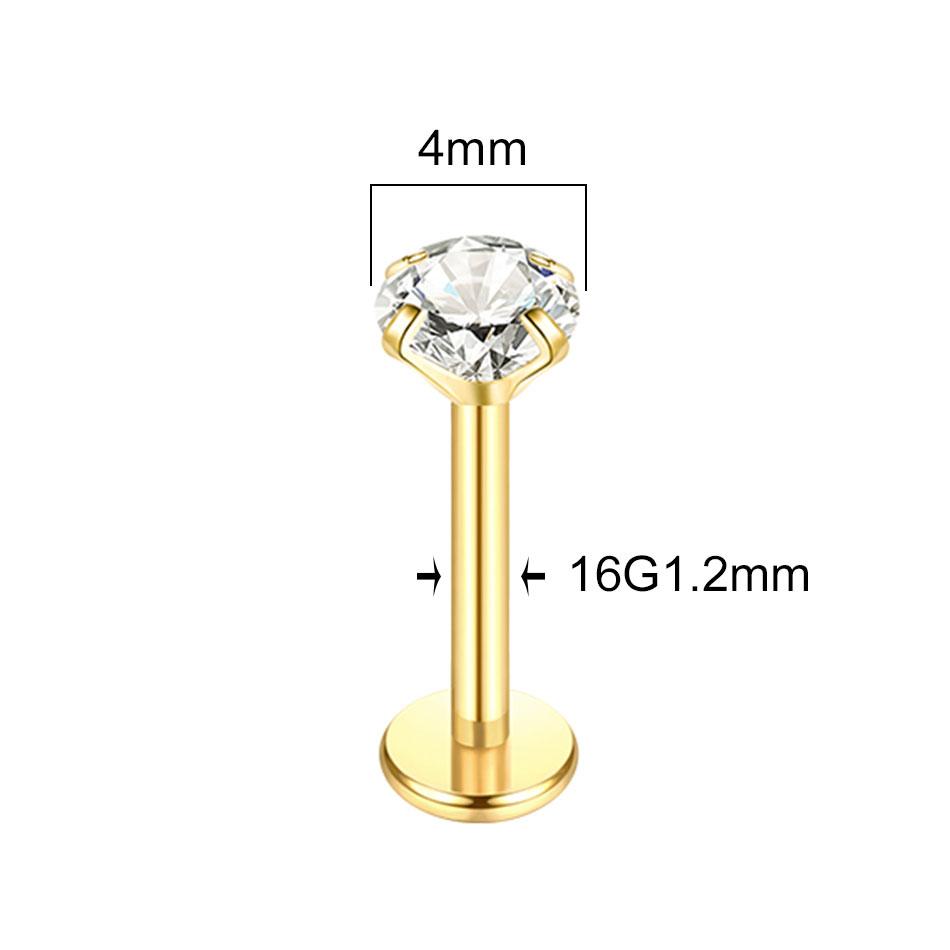 1pcs ASTM F136 Titanium Labret Piercing 2/3/4/5mm Zircon Ear Cartilage Tragus Lobe Helix Stud Earrings Piercings Body Jewelry