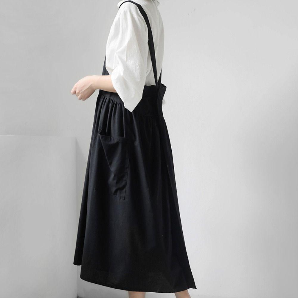 Cotton Kitchen Apron Adjustable Straps Gardening Work Uniform Korean Style Apron  Baking