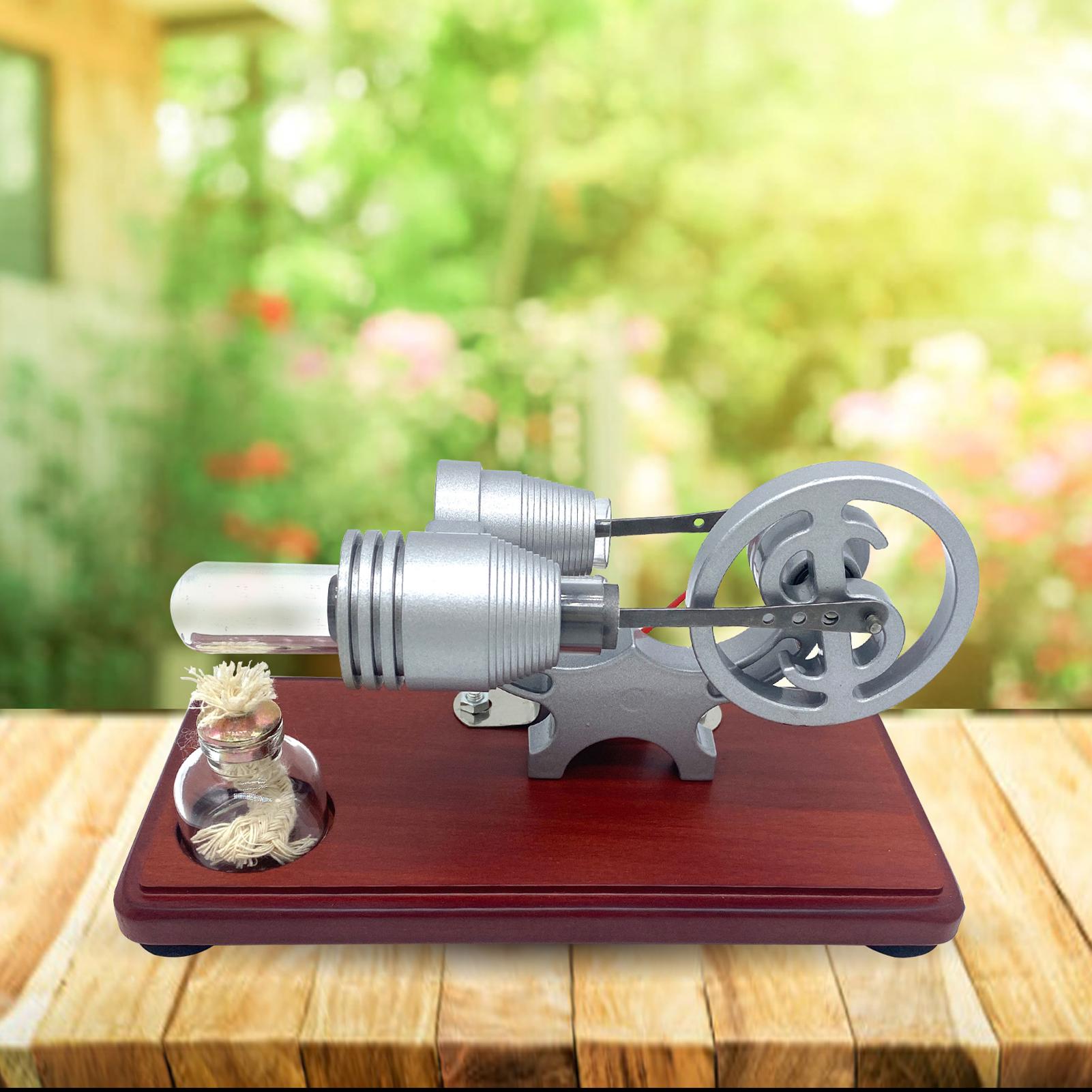 

Hot Stirling Engine Motor Model Dollar Flywheel Design Educational Toy Electricity Generator with Colorful LED Light String for Teacher
