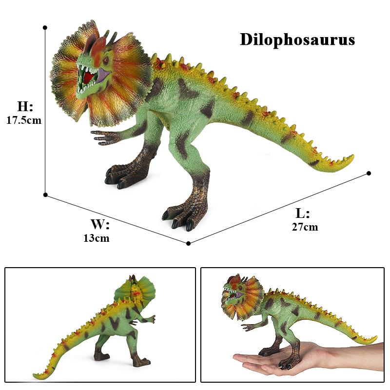 Oenux Jurassic Carnivorous Dilophosaurus Solid PVC Dinosaur Toy Action Figures Animal Model Collection Kids Gift