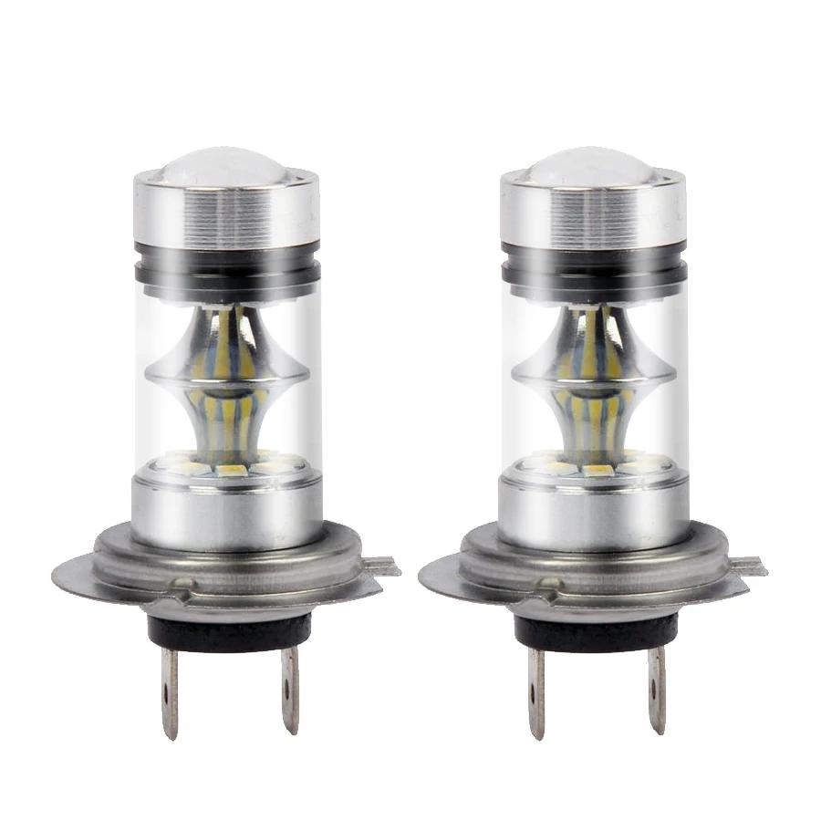 2/1 قطعة من مصابيح الضباب للسيارة H7 مصباح هالوجين ألومنيوم ساطع 1000 لومن مصباح أمامي LED 6000 كلفن لمبات بديلة لمصابيح ذيل السيارة