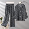 Men's Cotton Silk Long Sleeve Pajama Set, Plus Size, Cardigan, Wear Outdoors, Internet Trend, Pure Cotton, Simple & Comfortable Homewear