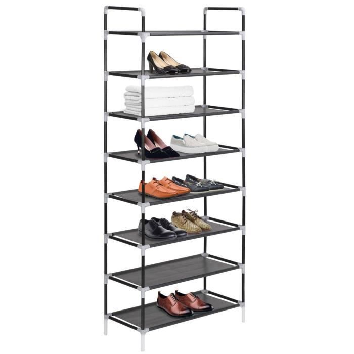 VidaXL Range-chaussures avec 8 étagères Métal et Tissu non tissé Noir