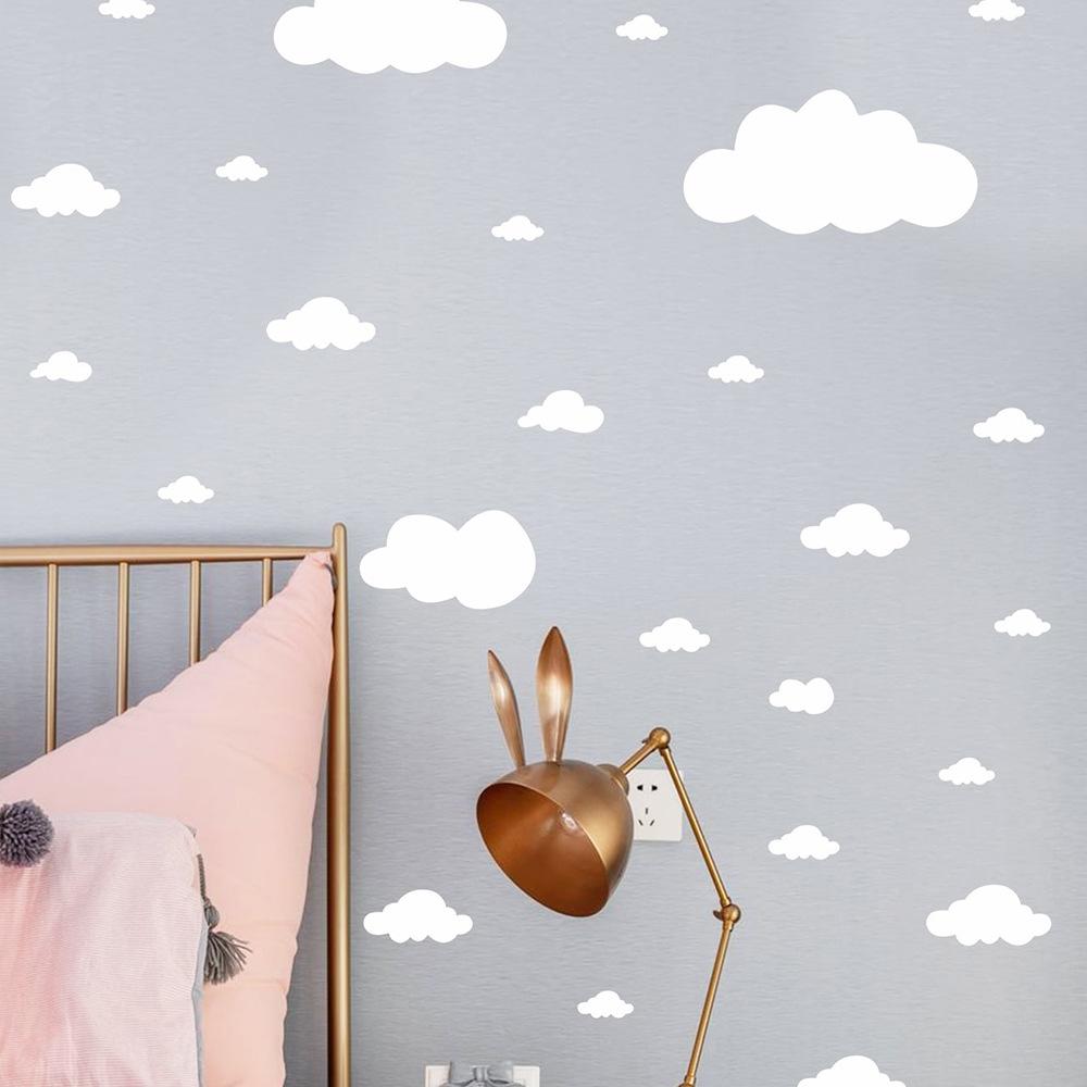 Painted and Elaborately Carved White Cloud-shaped Wall Stickers for Children's Bedrooms and Kindergarten Walls