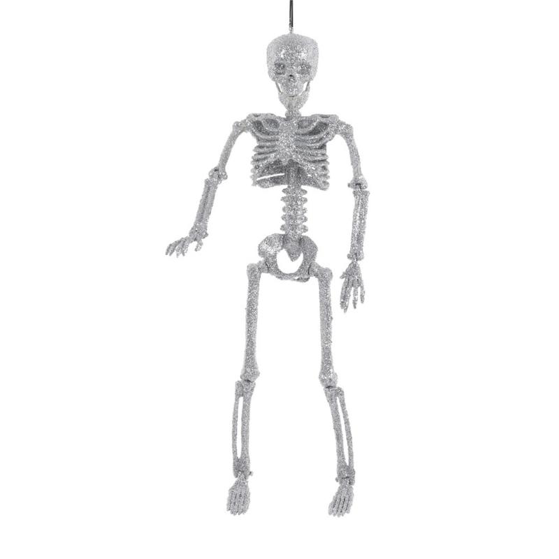 Shimmering Skeleton Hanging Ornament Halloween Skeleton Decorations With Adjustable Joints For Porch Door Window Display