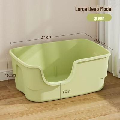 Caixa de Areia Gigante Verde Extra Grande Anti-Salpicos para Gatos, Design Aberto e Semi-Fechado para Gatinhos.