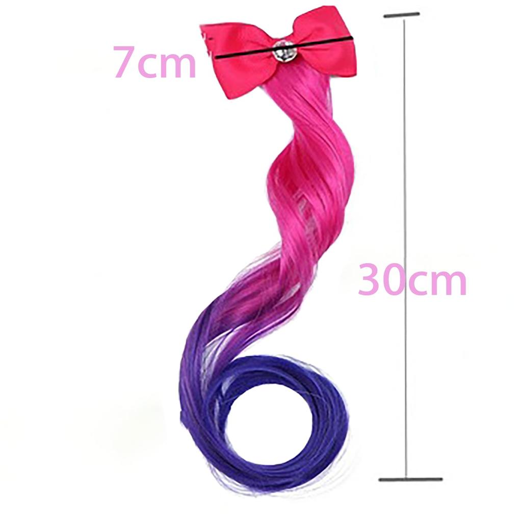 LUYING Colorful Wig, Gradient Wig Extensions, Bow Tie, Heat Resistant, Easy To Apply, Perfect for Children's Doll's Festival, Recitals, Parties, and