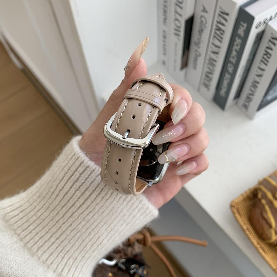 

Oiled Glossy Genuine Leather Bracelet For Apple Watch Band S11/10/9/8/7/6/5/Ultra iWatch Strap 49/46/45/44/42/41/40/38mm Casual 42 44 45 46 49MM