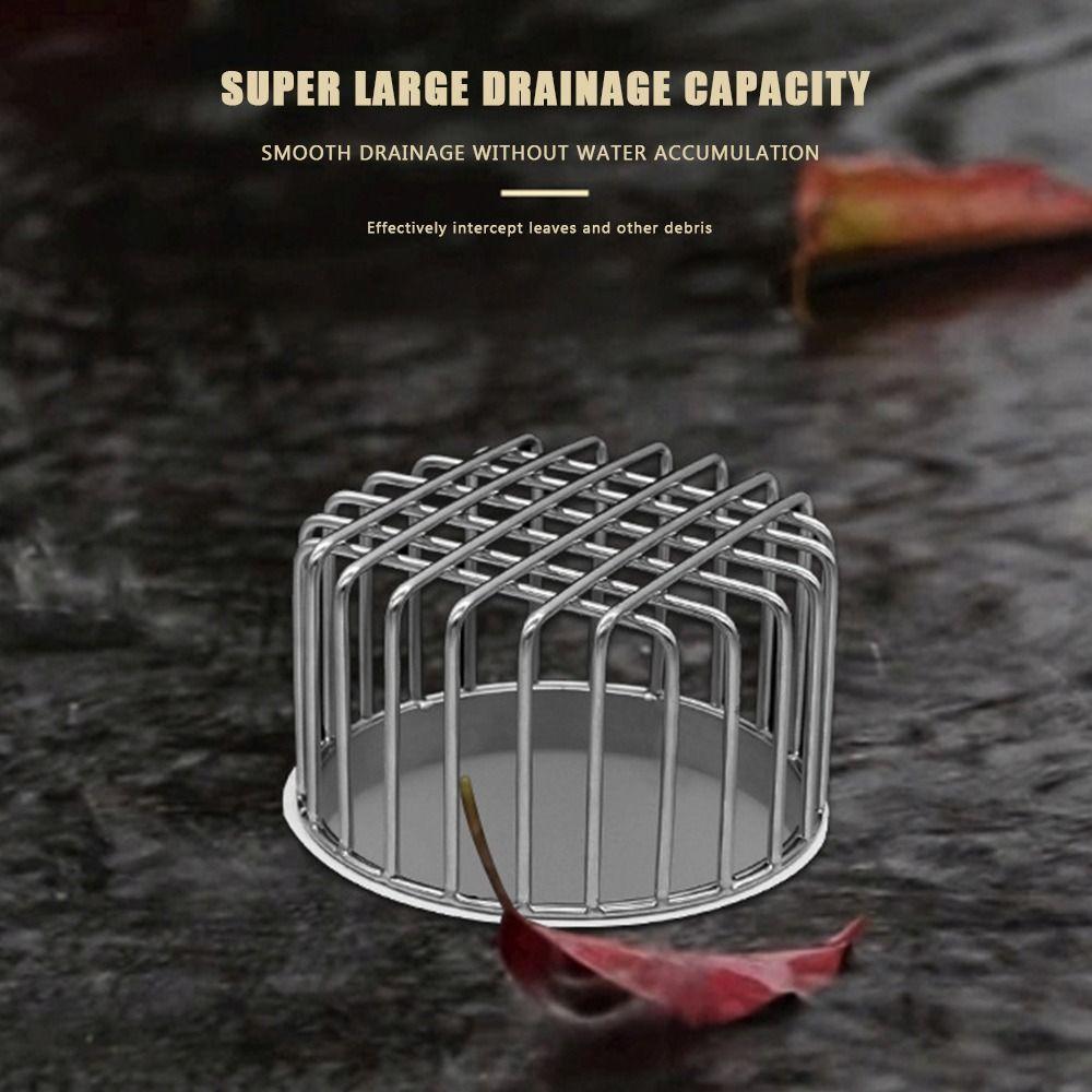Round Roof Floor Drain Anti-blocking Stainless Steel Balcony Drainage Cover Large Displacement Rain Pipe Cap