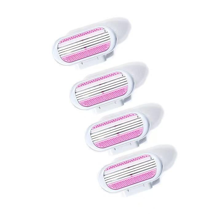 

Женская розовая бритва с тремя лезвиями для удаления волос под мышками, на ногах и в интимной зоне. 4 Blade Heads (Simple Pack) розовый