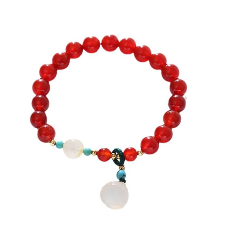 Simple Red Agate Bracelet Fashion Women Daily Jewelry Lucky Gift