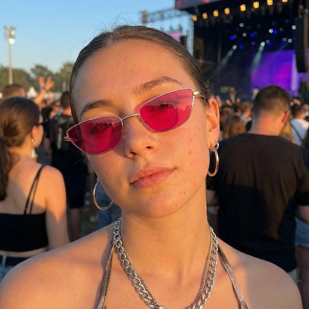 Sweet Cool Vintage Metal Framed Sunglasses Classic Metal Cat Eye Sunglasses Retro Y2k Square Metal Frame Sunglasses Travel