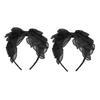 2PCS Black Mesh Bow Headband Fashionable Comfortable Princess Bow Headband for Women Bow Hairband