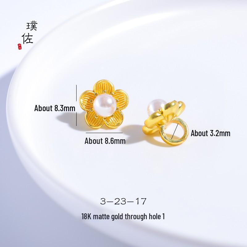 18k Matte Gold Pearl Butterfly Flower Pendant Love Bracelet Necklace DIY Jewelry Accessories for Women